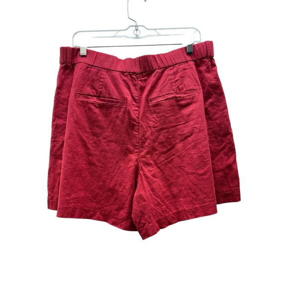 Abercrombie & Fitch Shorts Women's L Red Ultra High Rise Linen Blend Pleated - Picture 2 of 6